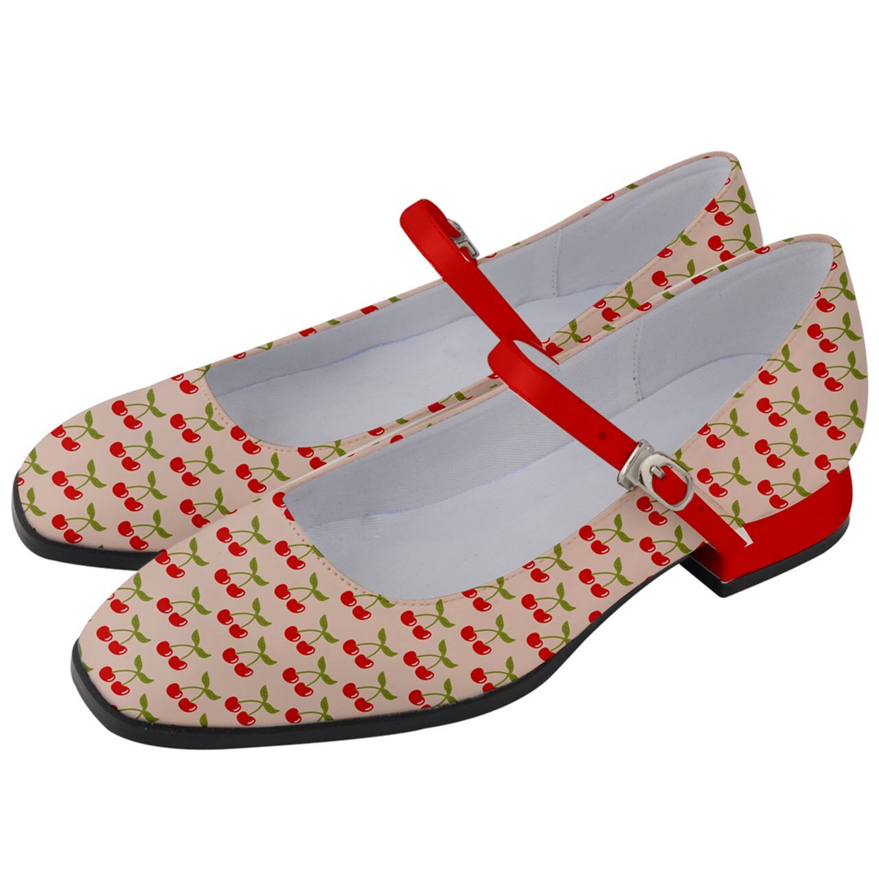 Mary Jane Shoes, Women's Mary Jane Shoes, Pin Up Shoes, Mary Jane Shoes Women, Cherry Shoes Women, Retro Shoes Women, Vintage Mary Jane
