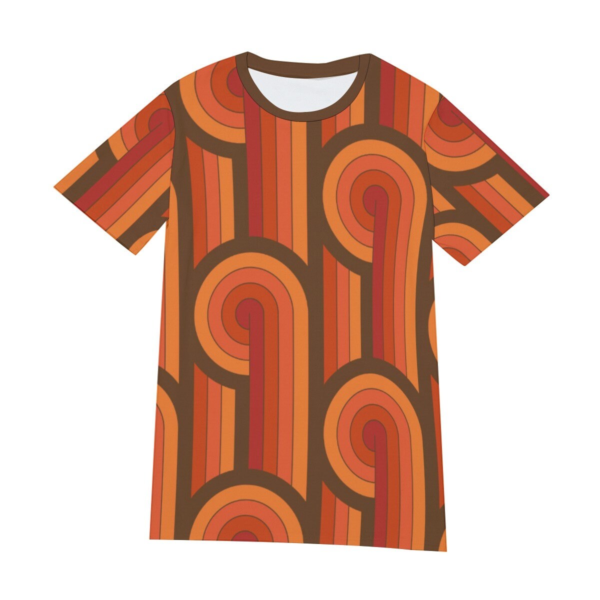 Retro T-Shirt Men, 100% Cotton T-shirt, Retro T-shirt, 60s 70s Style T-Shirt, Vintage Style Shirt, Orange Geometric Tshirt