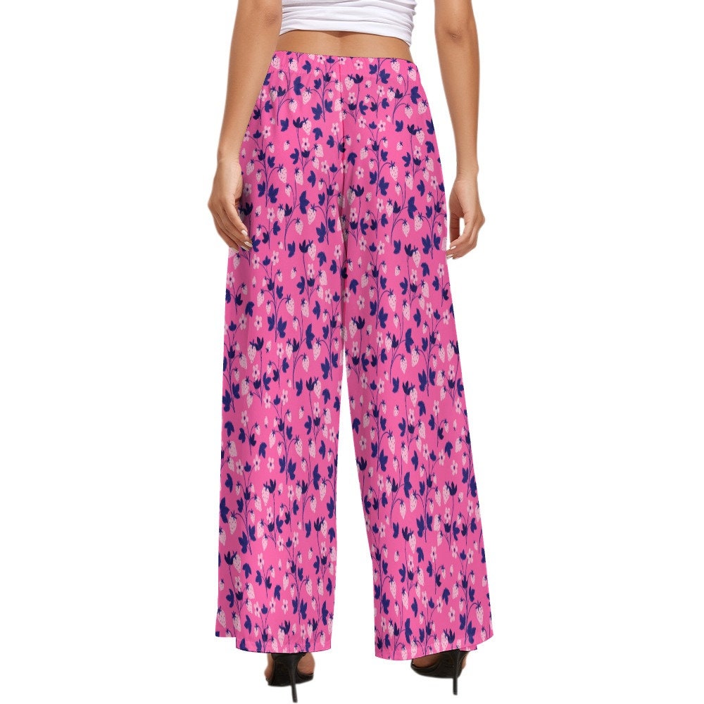 Wide Leg Pants, Neon Pink Palazzo Pants, Strawberry Pants, 70s Style Pants, 70s Inspired pants, Neon Pink Pants, Hippie Pants, Boho Pants