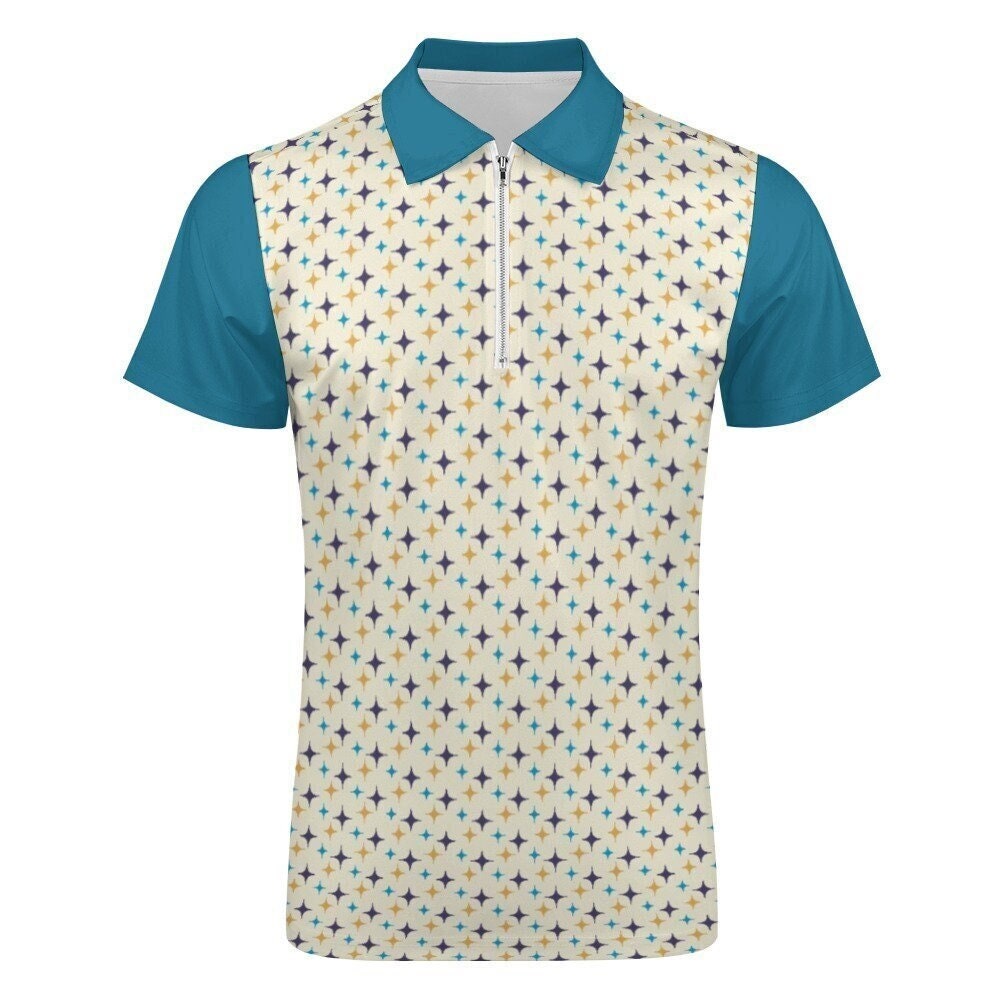 Polo Shirt Men, Men's Polo Shirt, Retro Shirt Men, 50s 60s style shirt, Mid Century Shirt Style, Retro Polo Shirt, Retro Turquoise Shirt