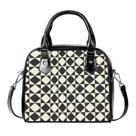 Geometric Handbag, Retro Handbags, Black Geometric Print Handbag,High Fashion Handbag, Womens Purses,Unique Handbag,Geometric Purse