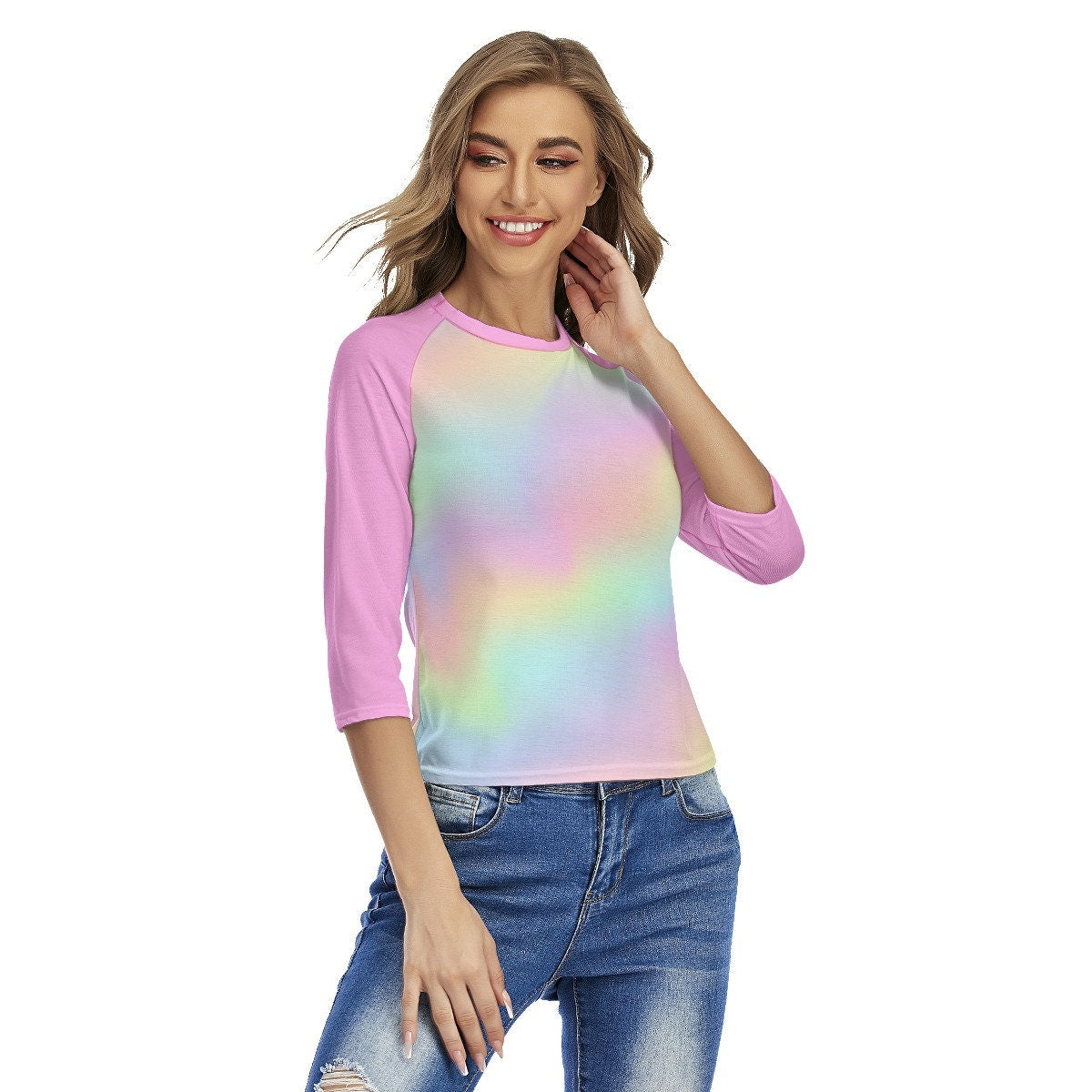 Ombre Top, Pink Ombre top Women, Ombre Raglan Shirt, Raglan Tee, Raglan Shirt , Pink Raglan Shirt Women, Rainbow Top, Barbie inspired Tshirt