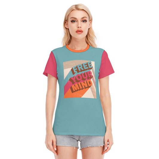 Retro T-shirt, Words Tshirts, Vintage Words Tshirt, Blue Words T-shirt, Hippie Tshirt Women, Vintage Style Teal T-shirt, Unique Tshirt