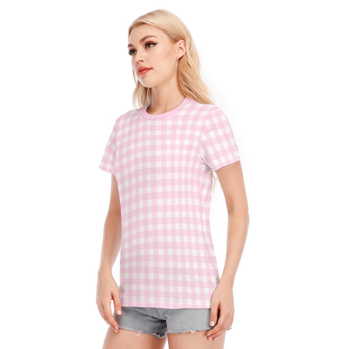 Retro Top, Retro Tshirt, Pink Gingham Top, Retro Pink Top, Barbie Inspired Top, Vintage style top, Vintage inspired top, Retro Top