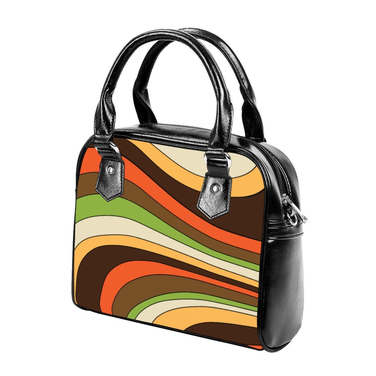 Groovy 70s style handbag, 70s Purse Style, Retro Handbag, Brown Stripe Handbag, Hippie Bag, Vintage handbag style, 70s inspired Bag