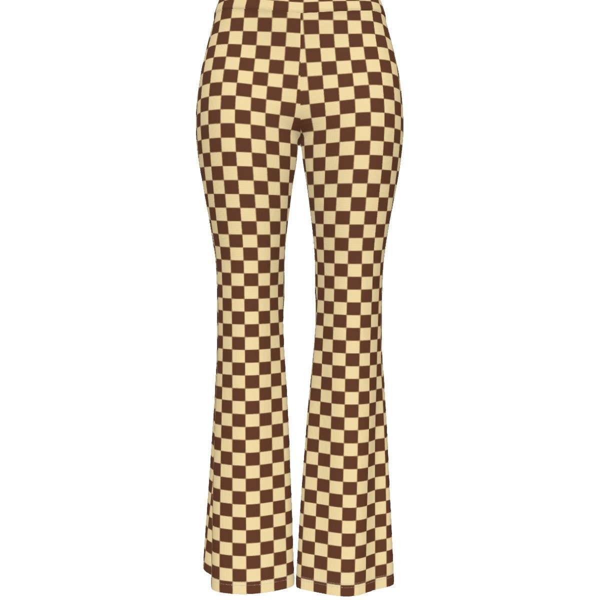 Flare Pants, Checker Pants, Brown Checker Pants, Women's Flare Pants, Retro Flare Pants, Retro checker flare pants, Wide leg pants Women