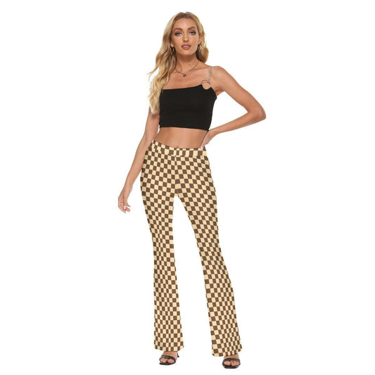 Flare Pants, Checker Pants, Brown Checker Pants, Women's Flare Pants, Retro Flare Pants, Retro checker flare pants, Wide leg pants Women