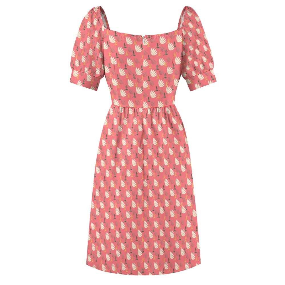 Babydoll dress, Pink Babydoll Dress, Floral Dress, Pink Dress, Pinup dress, 50s style dress, Vintage style dress, Puff sleeve dress