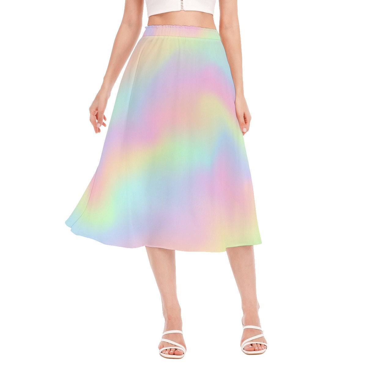 Rainbow Ombre Skirt, Midi Skirt Women, Rainbow Skirt, Rainbow Midi Skirt, Rainbow Aline Skirt Women