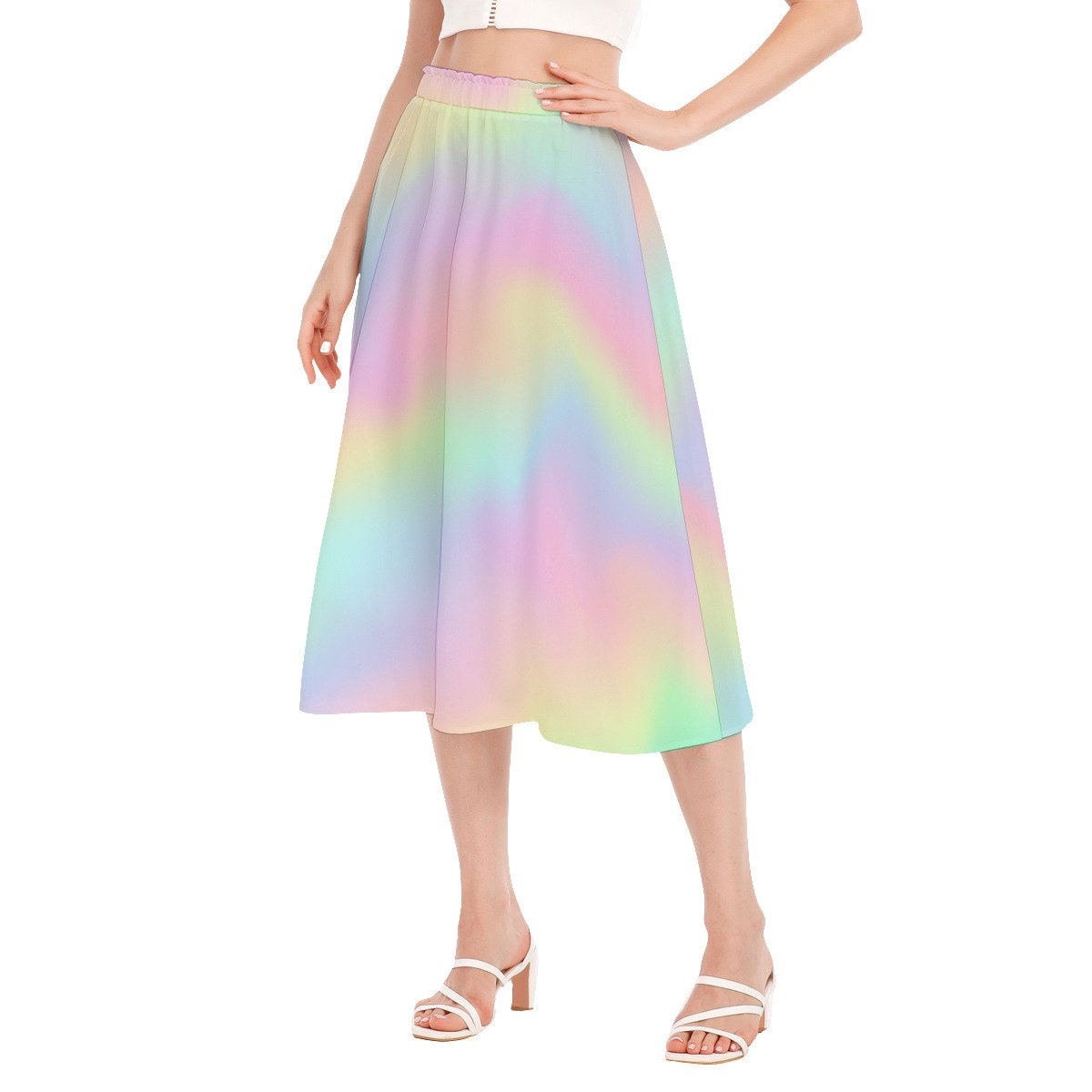 Rainbow Ombre Skirt, Midi Skirt Women, Rainbow Skirt, Rainbow Midi Skirt, Rainbow Aline Skirt Women