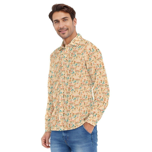 Vintage 70s style shirt, Beige Shirt, Floral Shirt Men, 70s clothing Men, Retro Shirt Men,Hippie Shirt Men, 70s Shirt Men,70s inspired Shirt