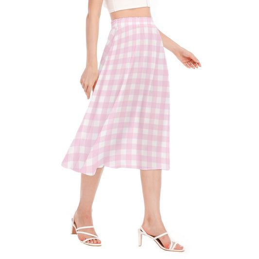 Pink Gingham Skirt, Pink Midi Skirt, Pink Skirt, Retro Skirt, 50s inspired skirt, Pink Aline skirt