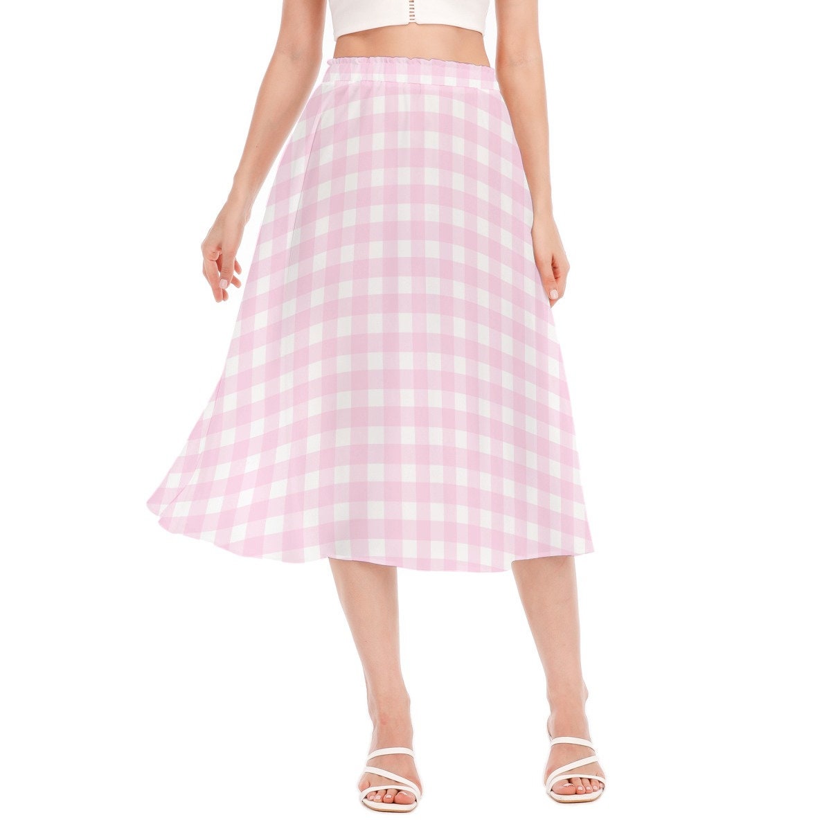 Pink Gingham Skirt, Pink Midi Skirt, Pink Skirt, Retro Skirt, 50s inspired skirt, Pink Aline skirt