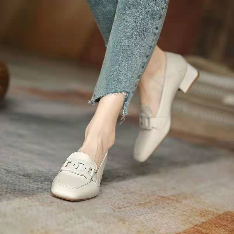 Nude loafers, women's slip-on Loafers, Slip on flats, Square Toe Loafers, Slip On Shoes Women