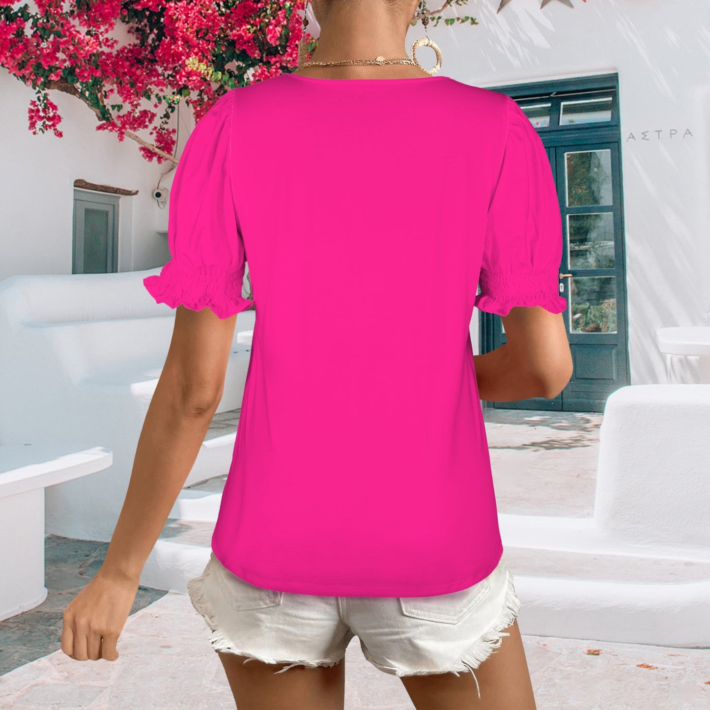 Fuchsia Pink Puff sleeve Tshirt