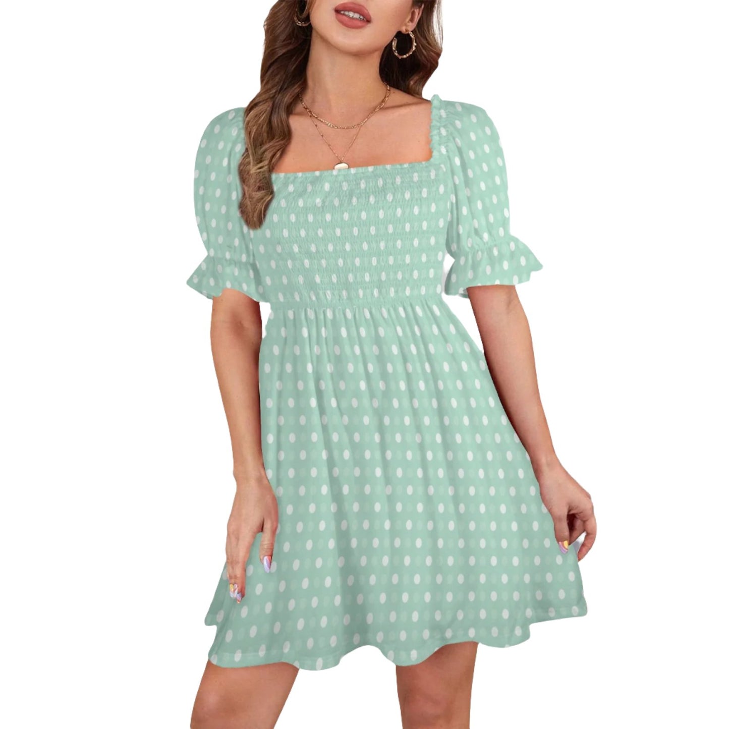 Mint Green Polka Dot babydoll Dress