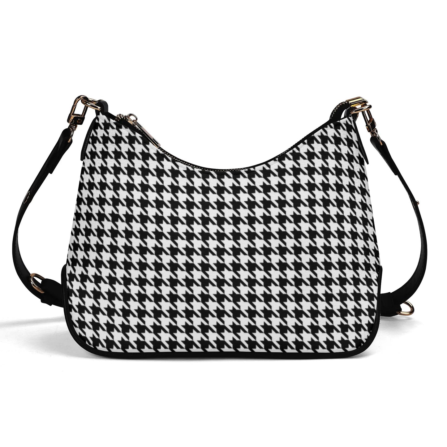 Black Houndstooth Handbag, 60s inspired Houndstooth Purse, Black and White PU Leather Handbag, 60s purse style, Retro Handbag, Retro Purse