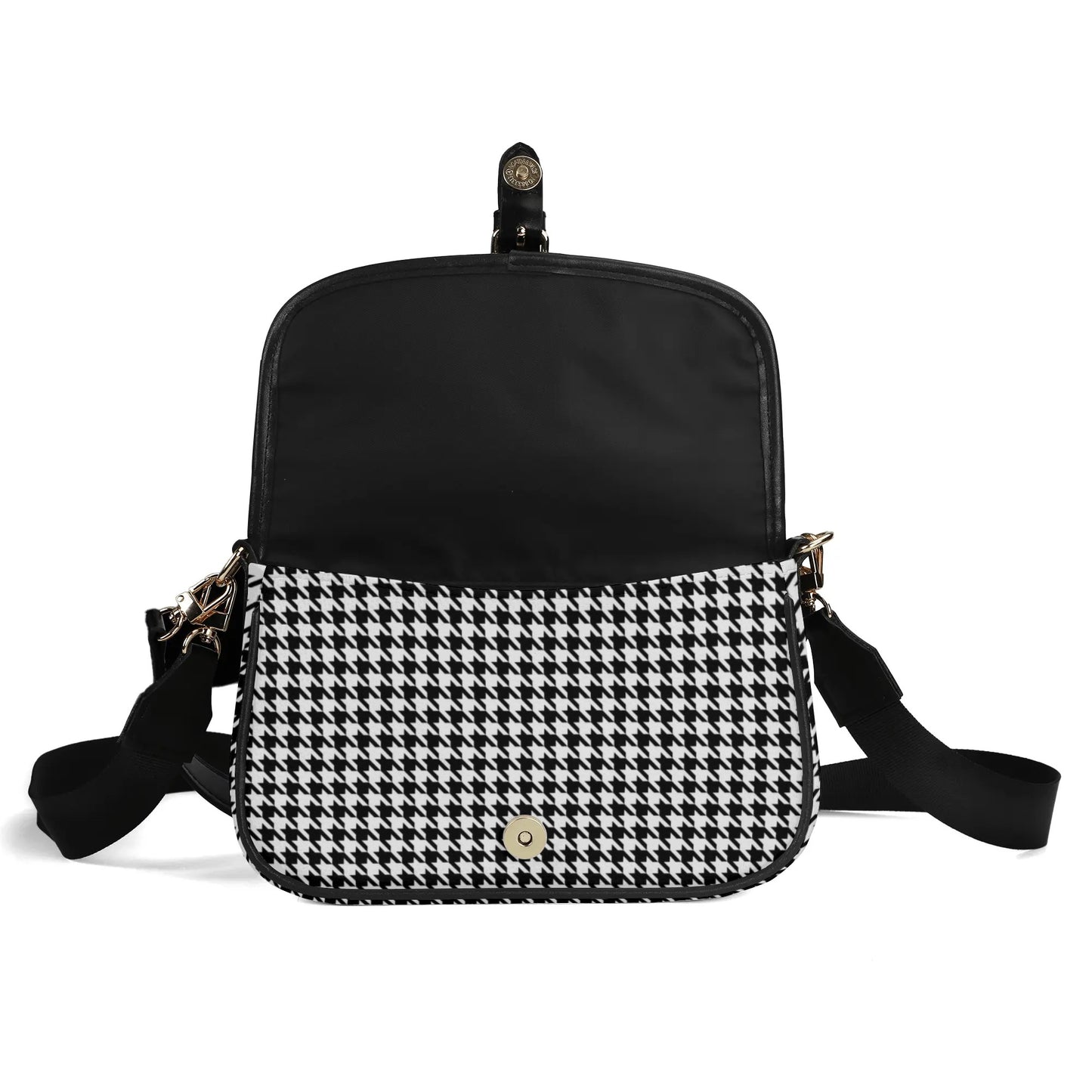 Women's Black Houndstooth Handbag, Houndstooth Purse, Vintage inspired handbag, Vintage Houndstooth Bag, Black and White Purse