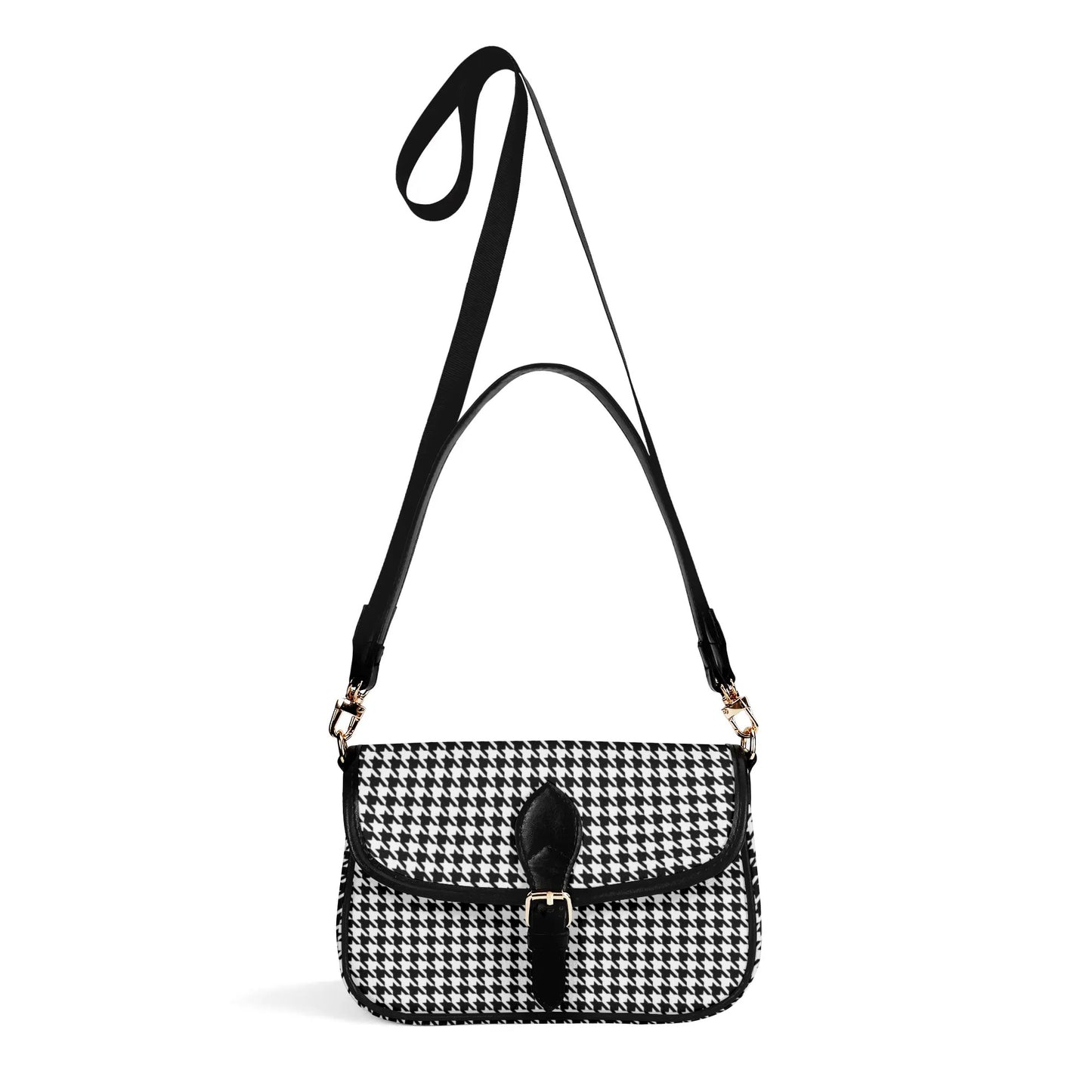 Women's Black Houndstooth Handbag, Houndstooth Purse, Vintage inspired handbag, Vintage Houndstooth Bag, Black and White Purse