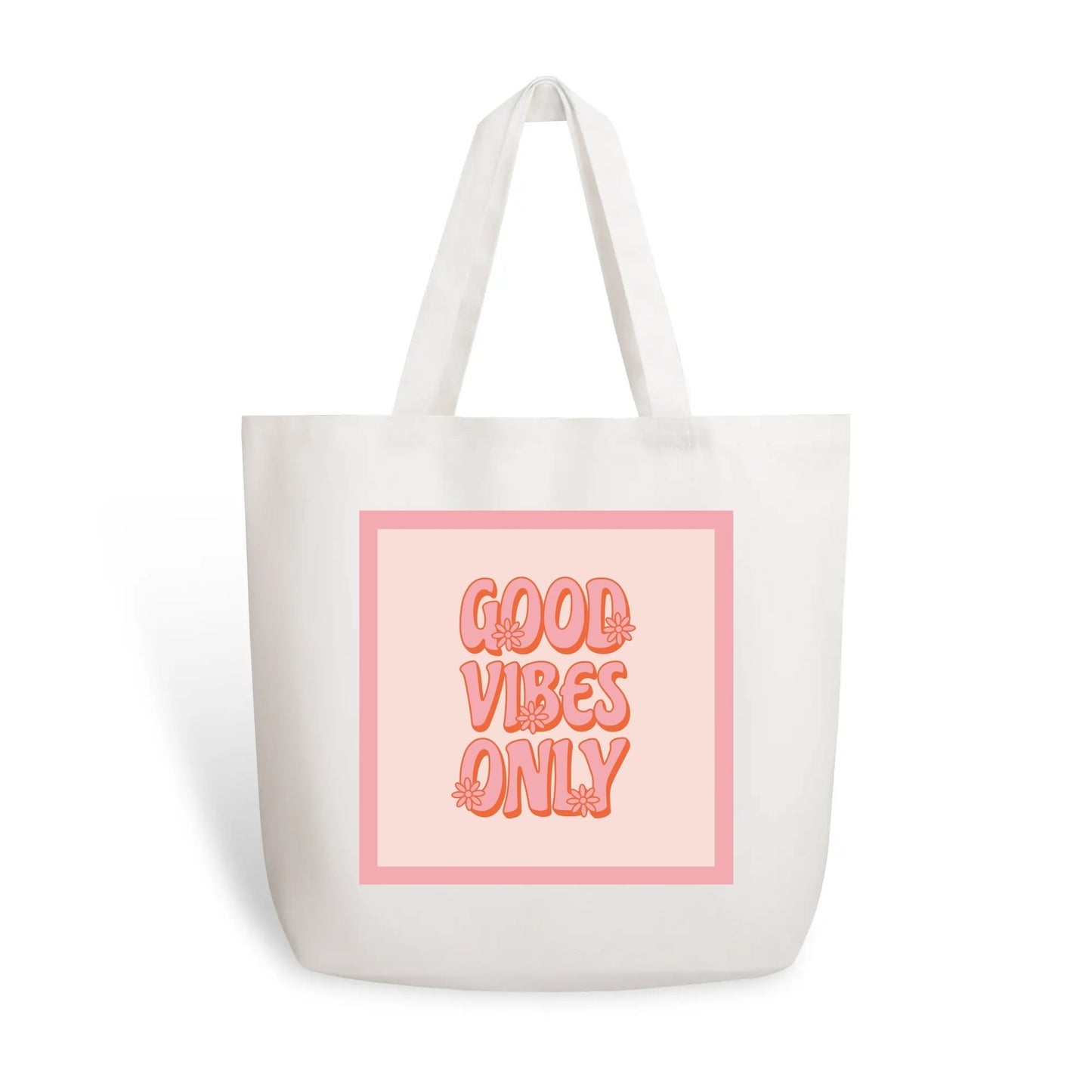 Cotton Tote, Positive Quote Tote, Good Vibes Only print Tote, Retro Bag, Vintage Style Tote