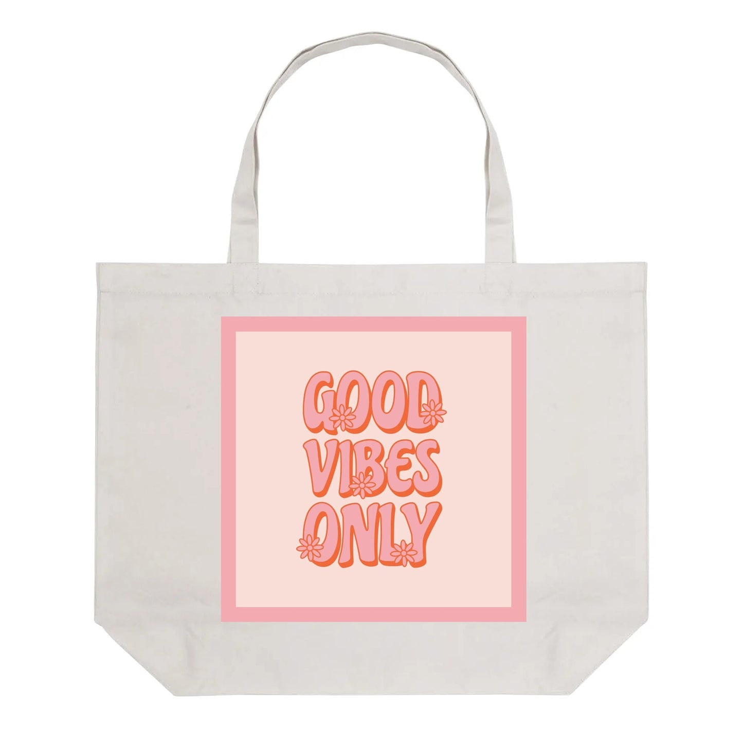 Cotton Tote, Positive Quote Tote, Good Vibes Only print Tote, Retro Bag, Vintage Style Tote