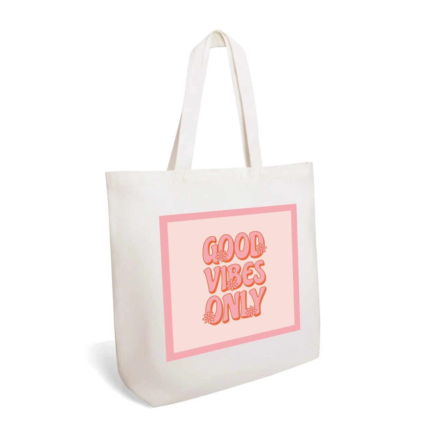 Cotton Tote, Positive Quote Tote, Good Vibes Only print Tote, Retro Bag, Vintage Style Tote