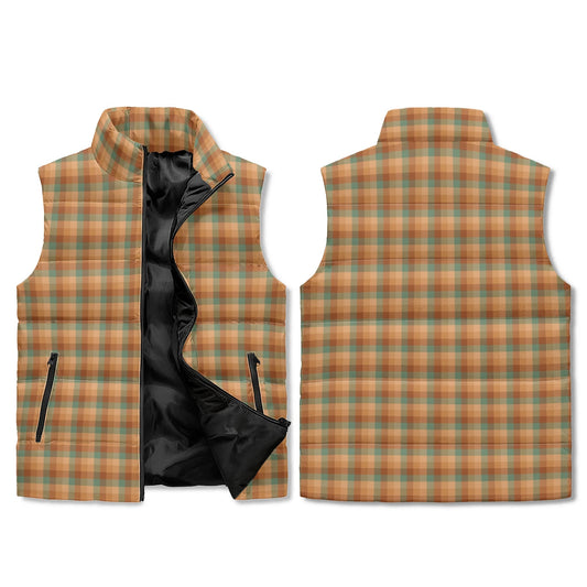 Unisex Retro Brown Plaid Puffer Vest | Vintage-Inspired Lightweight Sleeveless Winter Jacket