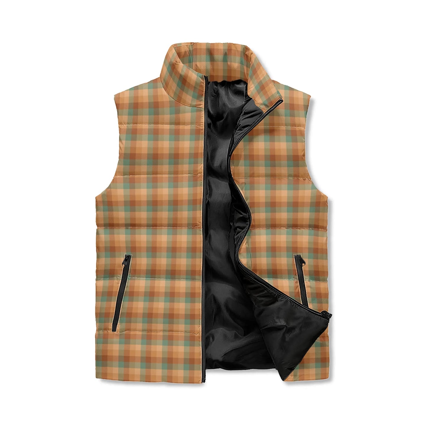 Unisex Retro Brown Plaid Puffer Vest | Vintage-Inspired Lightweight Sleeveless Winter Jacket