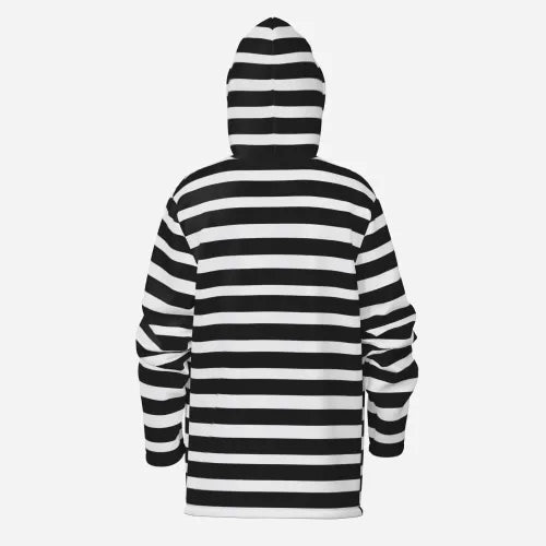 Men's Black Striped Fleece Hoodie | Modern Winter Stripe Jacket | Cozy Streetwear Outerwear