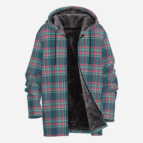 Men's Scottish Tartan Plaid Winter Coat | Fleece-Lined Insulated Hoodie | Classic Highland-Inspired Jacket | Warm Winter Outerwear