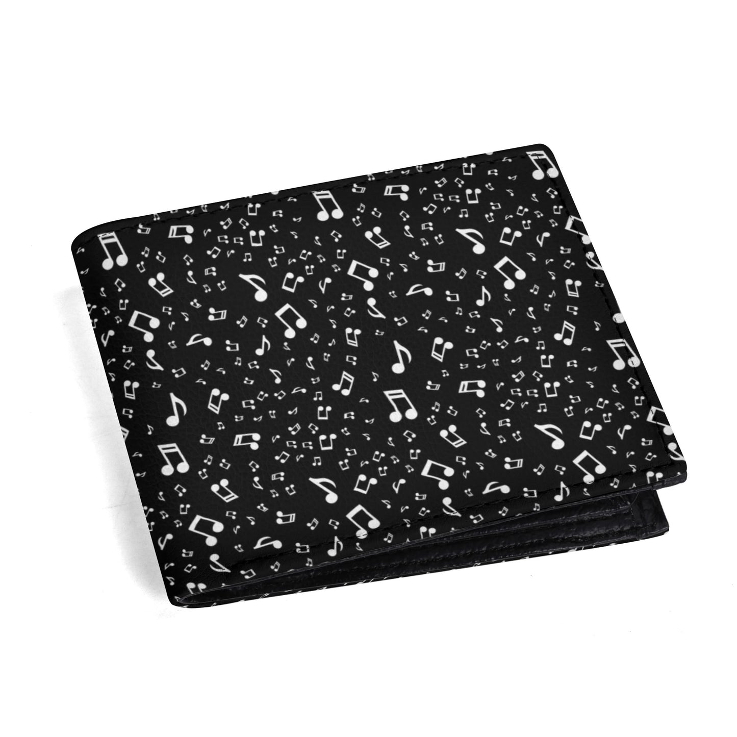 Men's Music Lover Wallet | Black & White Musical Note Print Bifold Wallet