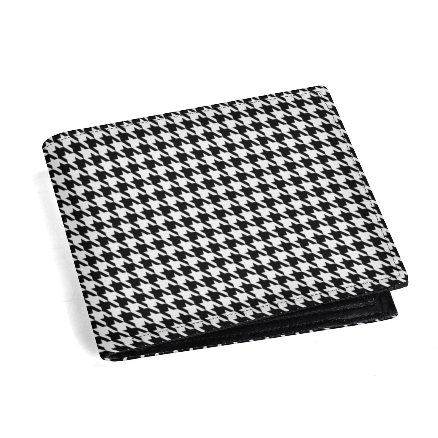 Men's Retro Houndstooth Wallet | 60s Style Houndstooth Black & White Bifold Wallet