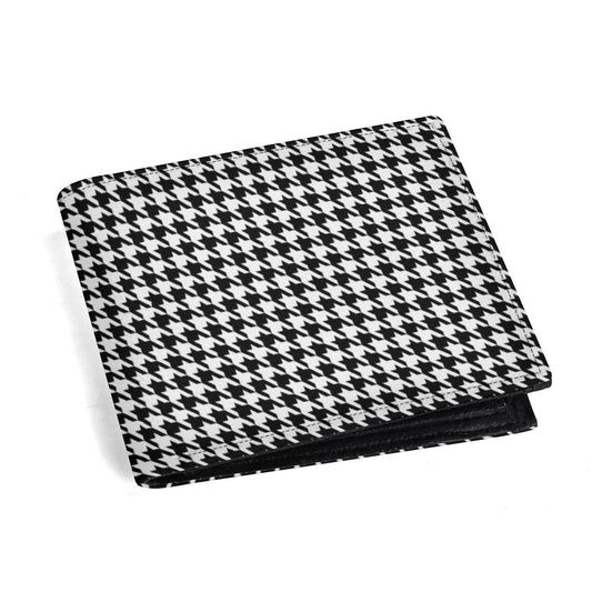 Men's Retro Houndstooth Wallet | 60s Style Houndstooth Black & White Bifold Wallet