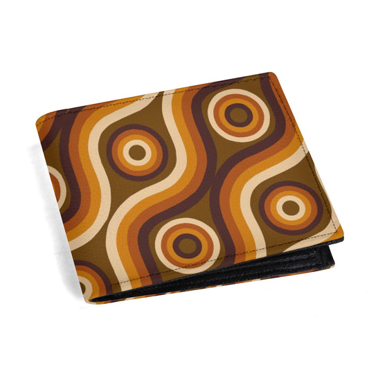 Men's 70s Hippie Brown Ombre Wallet | Vintage-Inspired PU Leather Bifold Wallet