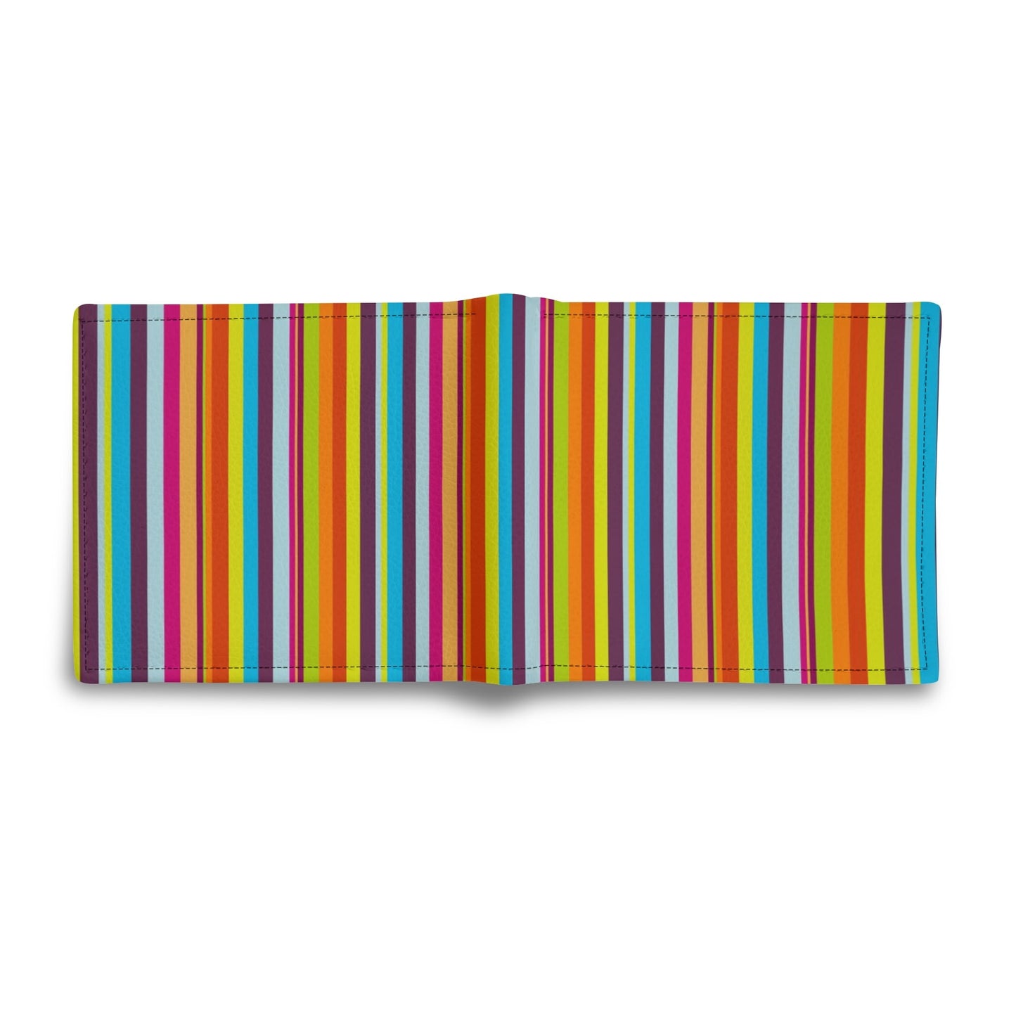 Men's Multicolor Stripe Wallet | Retro Rainbow Stripe Bifold Wallet | PU Leather Wallet