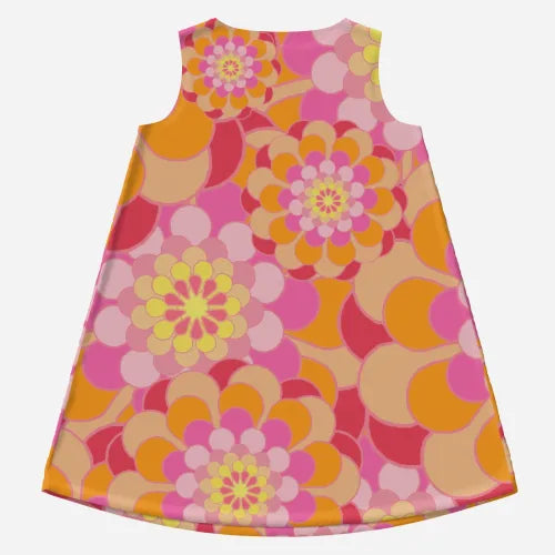 Retro Pink Mod Dress | 60s Style Tent Dress | Sleeveless Go-Go Mini Dress with Bold Floral Print