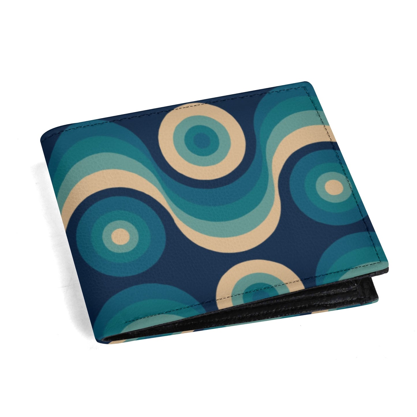 Men's Retro Teal Blue Ombre Wallet | 60s 70s Vintage-Inspired Bifold Wallet