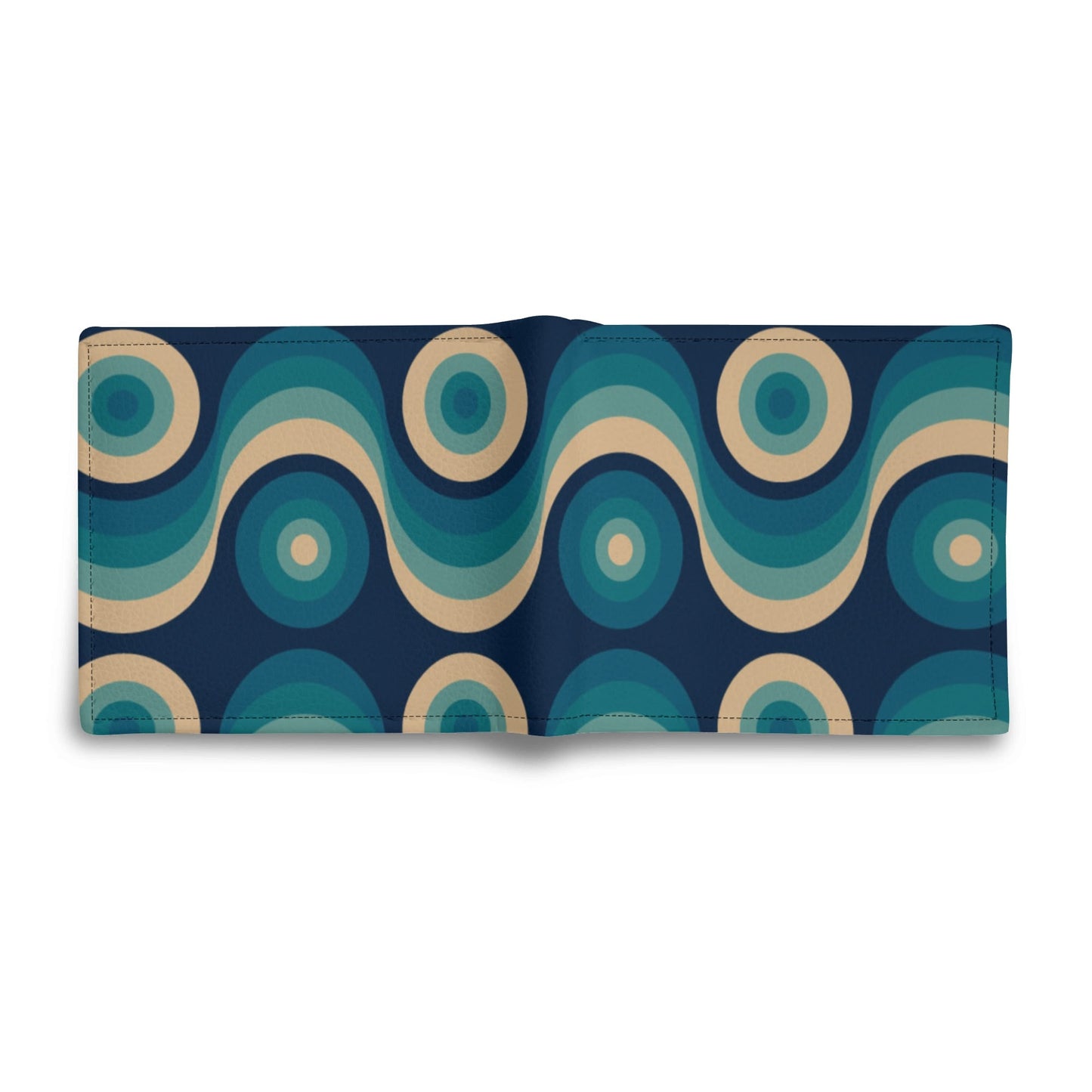 Men's Retro Teal Blue Ombre Wallet | 60s 70s Vintage-Inspired Bifold Wallet