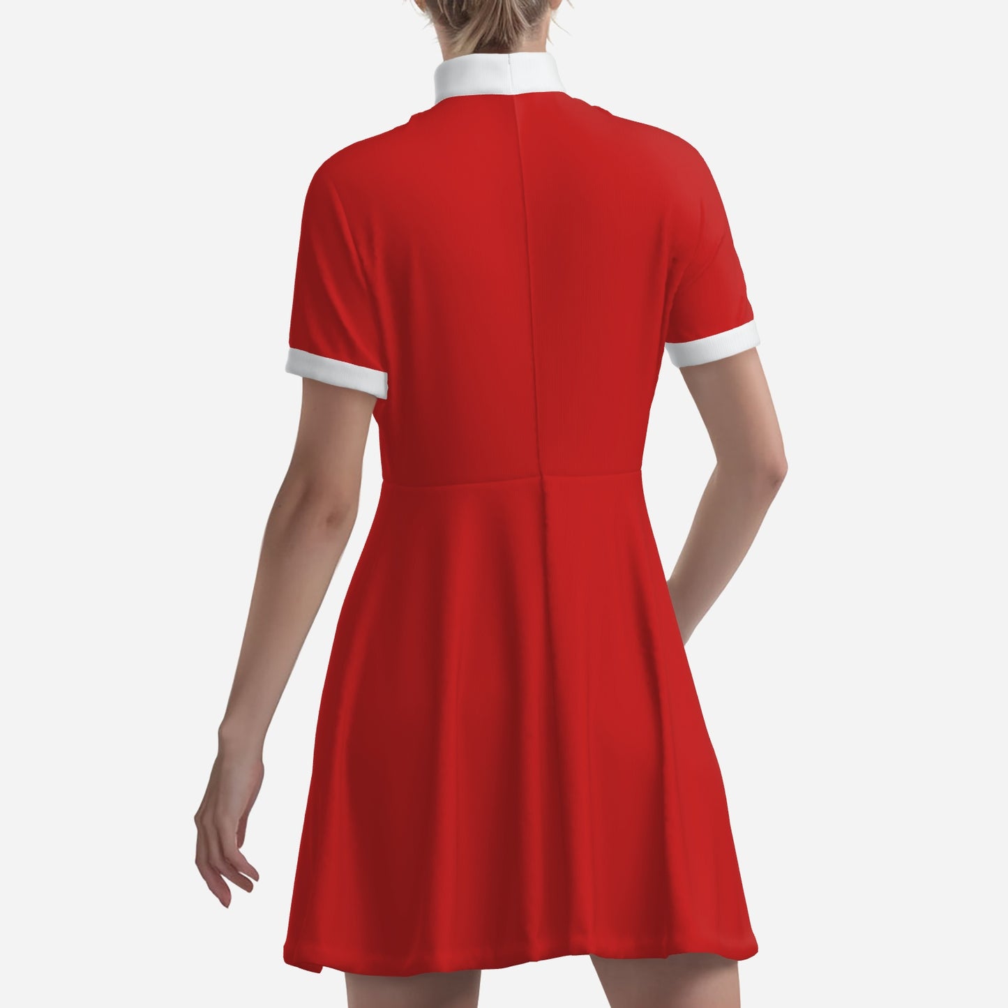 60s Mod Red Mini Dress | Retro Red and White Turtleneck A-Line Mini Dress