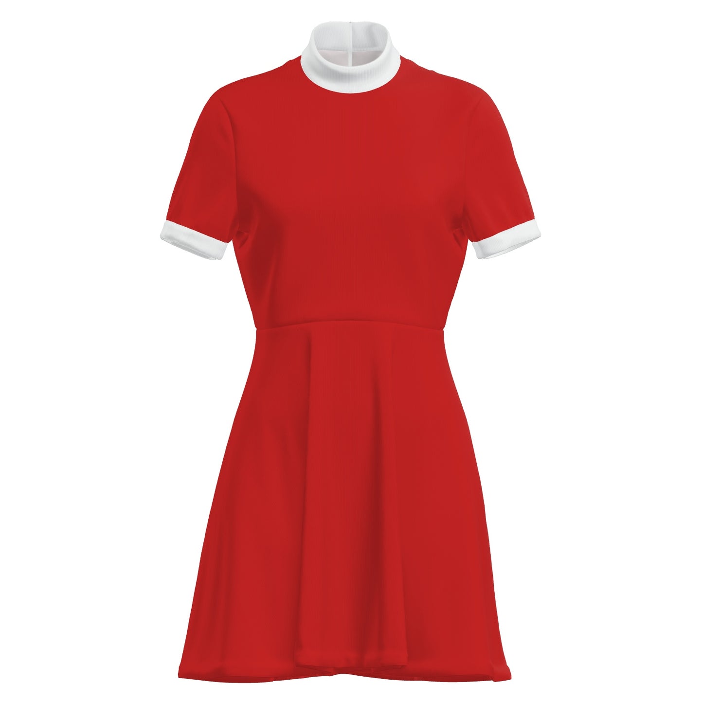 60s Mod Red Mini Dress | Retro Red and White Turtleneck A-Line Mini Dress