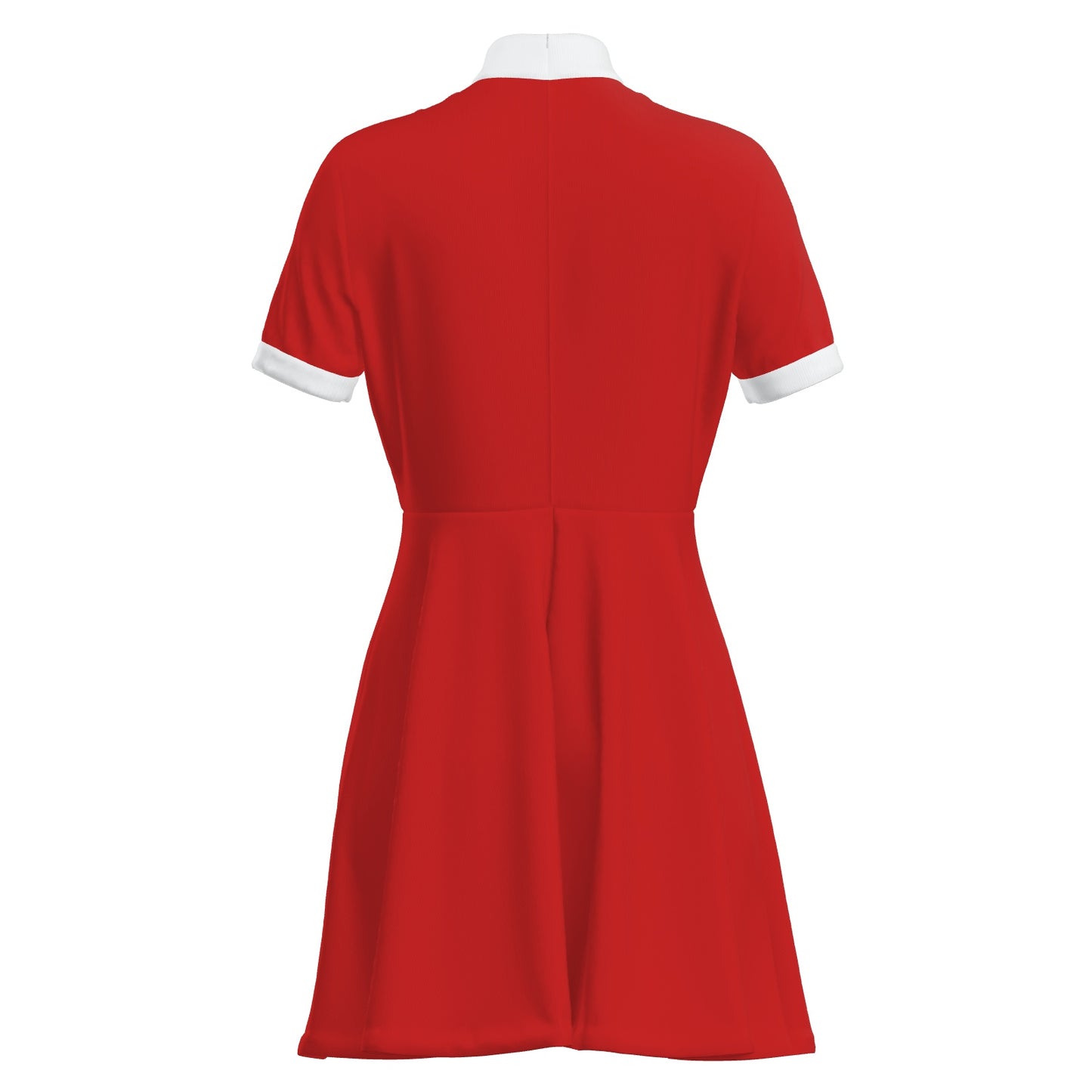 60s Mod Red Mini Dress | Retro Red and White Turtleneck A-Line Mini Dress