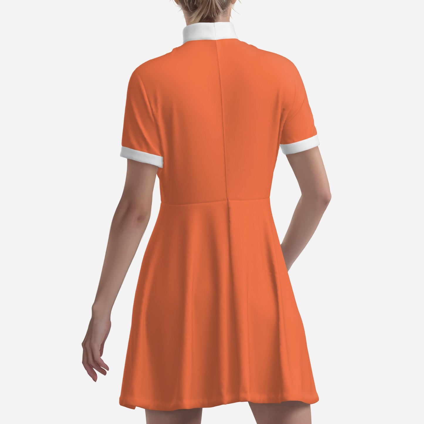 Retro Orange Turtleneck Dress, Mod Orange mini Dress, go go Dress, Orange 60s inspired Aline Dress