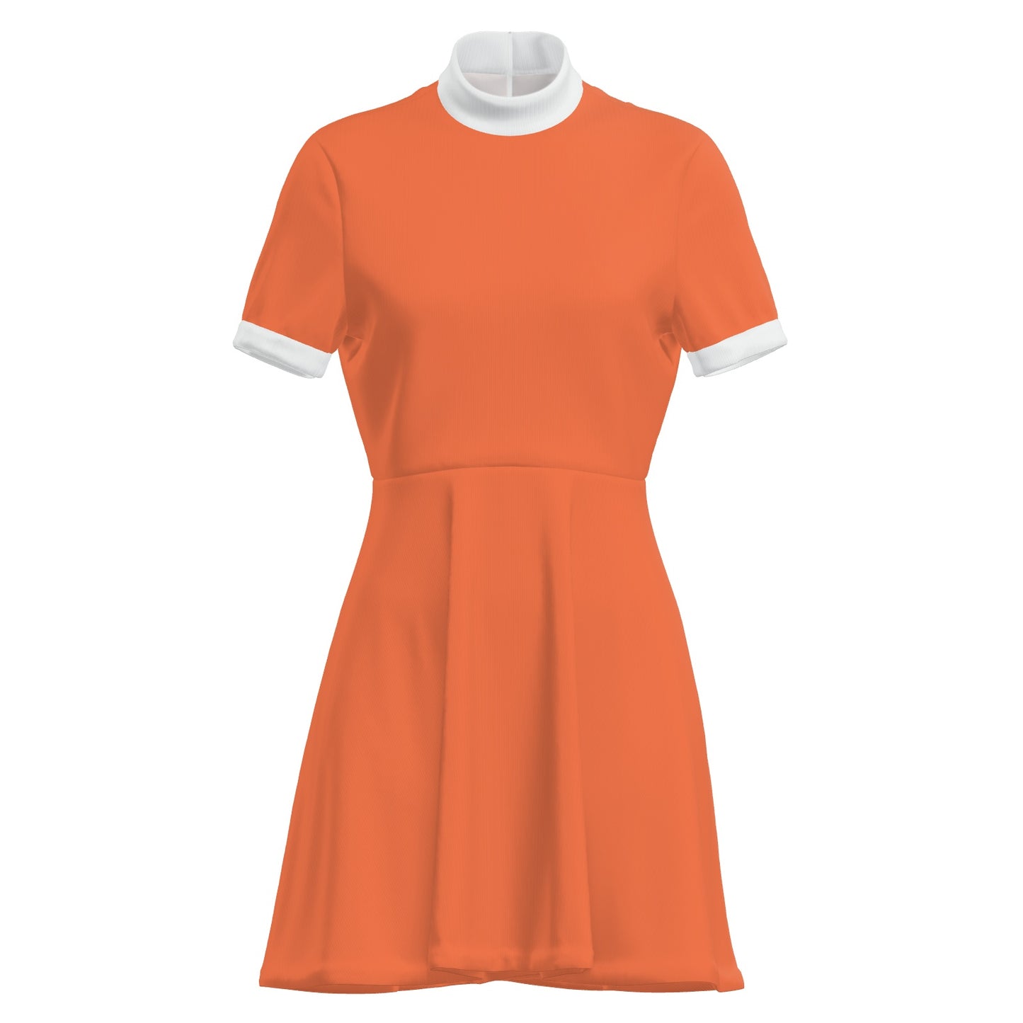 Retro Orange Turtleneck Dress, Mod Orange mini Dress, go go Dress, Orange 60s inspired Aline Dress