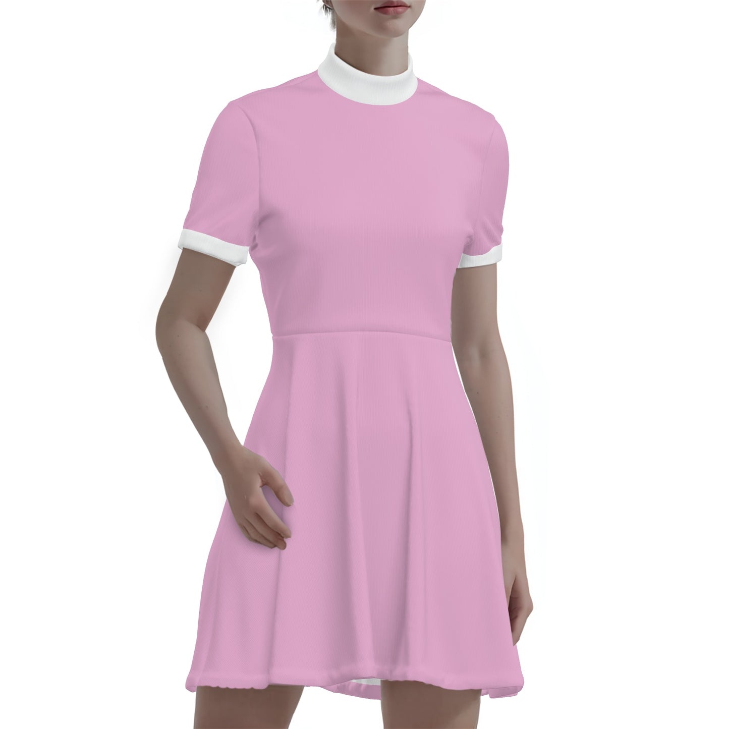 60s Mod Pink Turtleneck Mini Dress | Vintage inspired A-Line Go-Go Dress | Retro Mod Dress