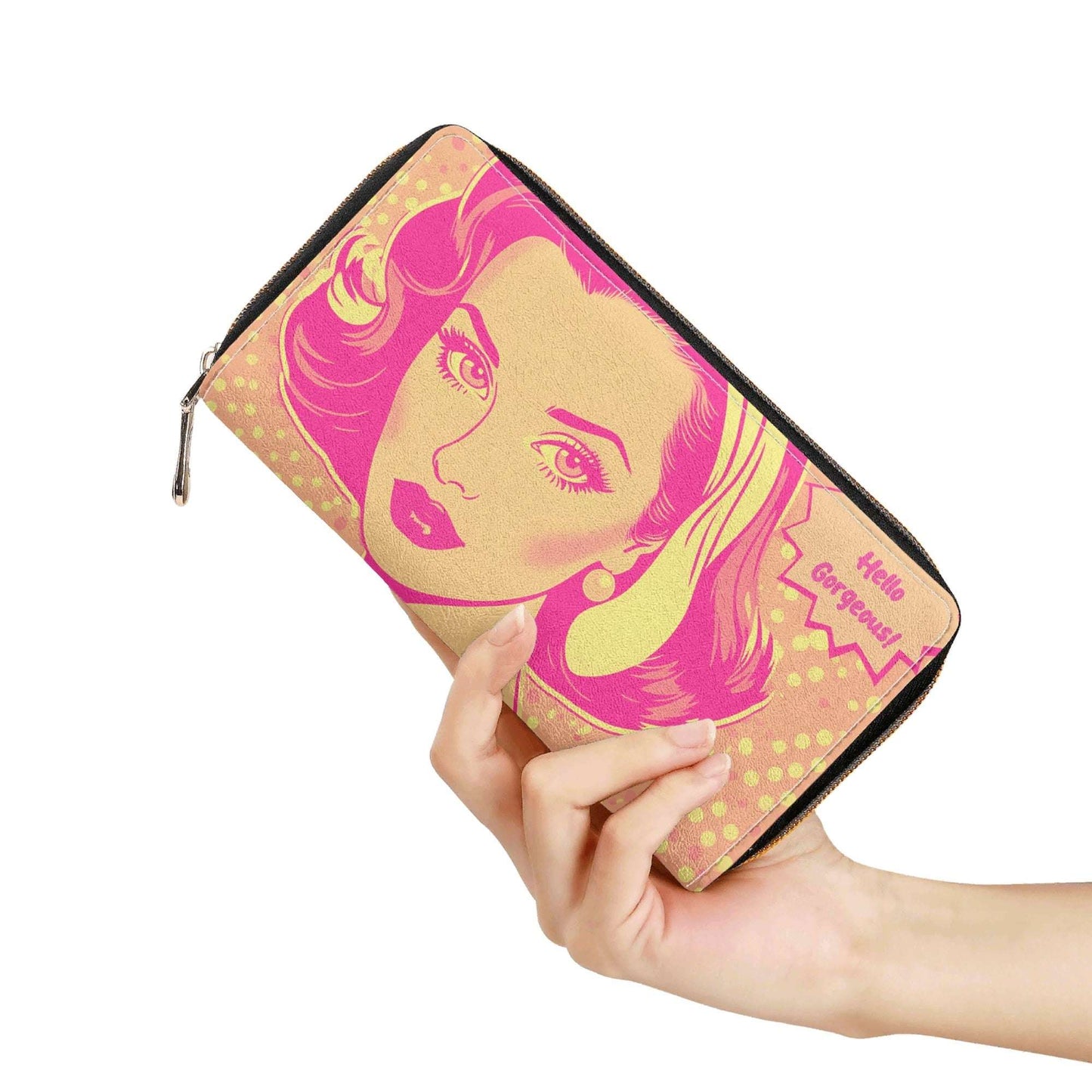 Personalized Pop Art Wallet | Custom Name Wallet for Women | Artistic Wallet | PU Leather Zipper Wallet