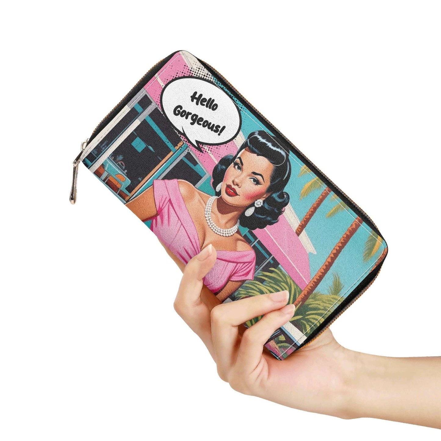 Personalized Pop Art Wallet | Custom Name Wallet for Women | Unique Wallet | PU Leather Zipper Wallet
