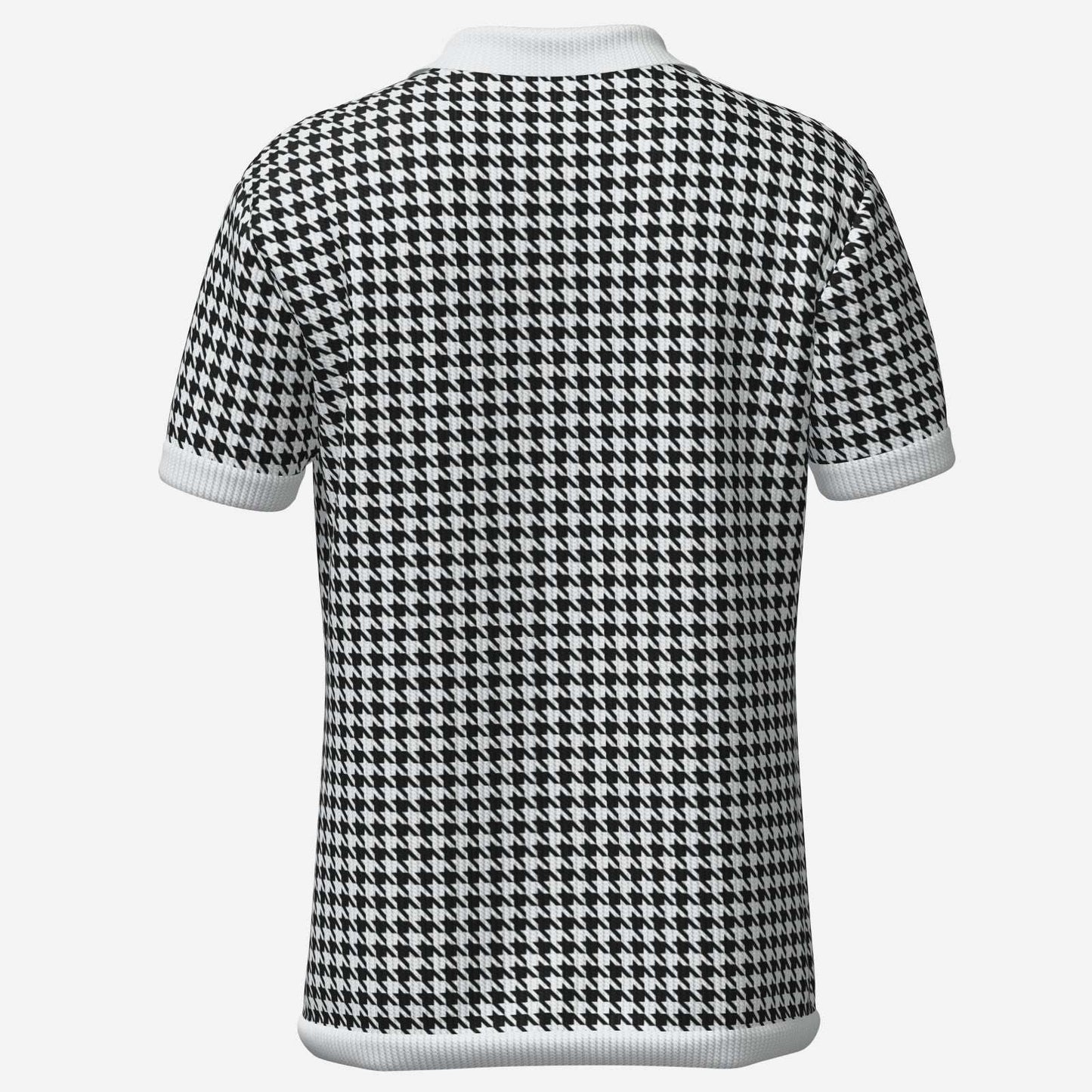 Retro Men's Houndstooth Knit Polo Shirt | 60s 70s Style Wing Collar Shirt | Houndstooth Shirt Men