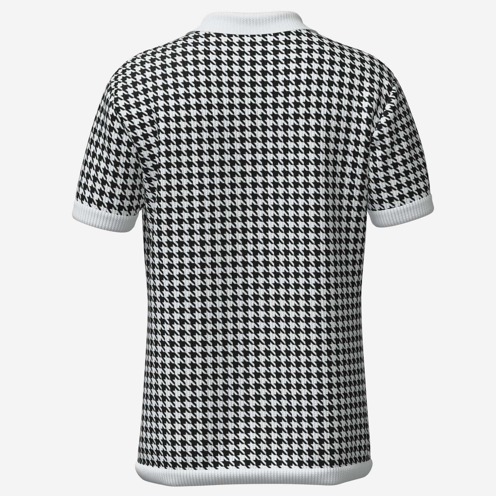 Retro Men's Houndstooth Knit Polo Shirt | 60s 70s Style Wing Collar Shirt | Houndstooth Shirt Men