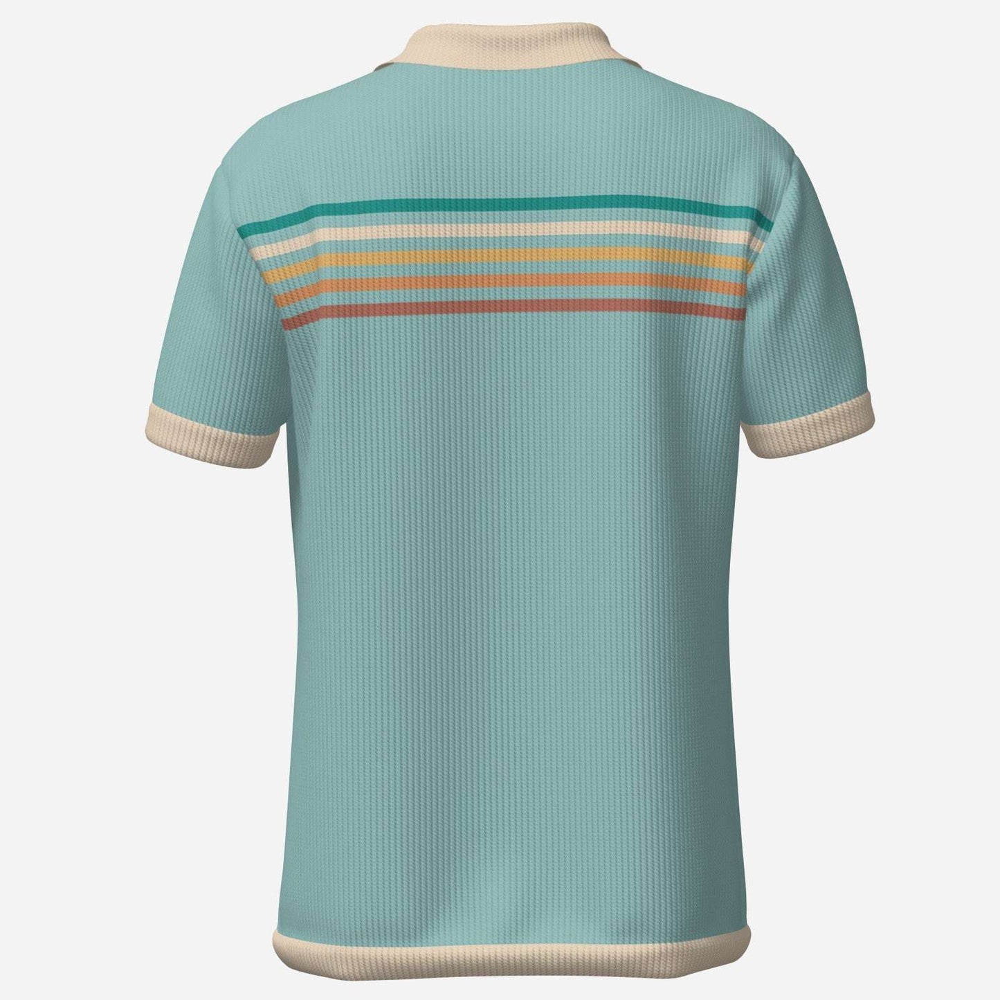 Retro Polo Shirt, Men's 70s Wing Collar Shirt, Blue Stripe Knit Polo Shirt, 70s Style Shirt Men