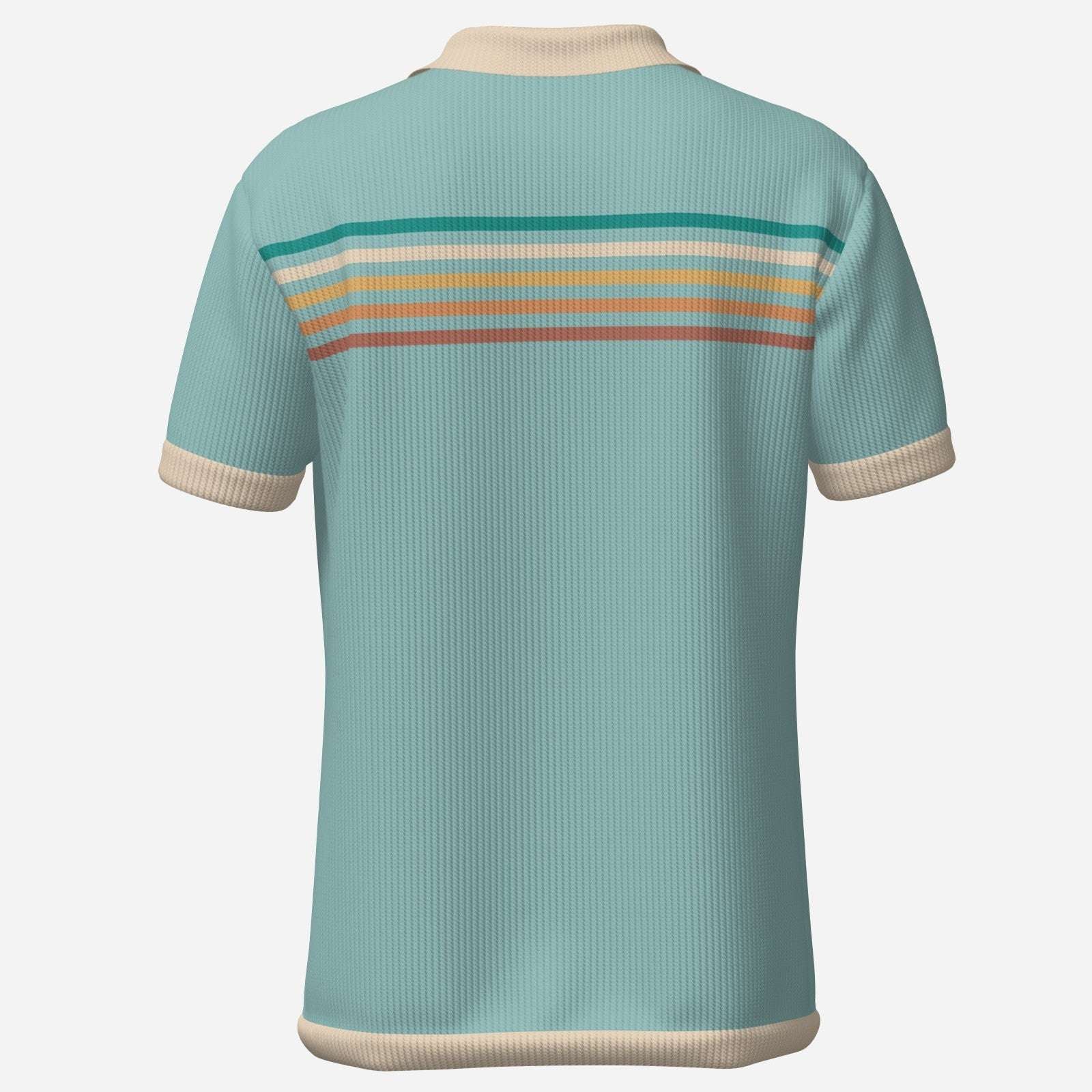 Retro Polo Shirt, Men's 70s Wing Collar Shirt, Blue Stripe Knit Polo Shirt, 70s Style Shirt Men